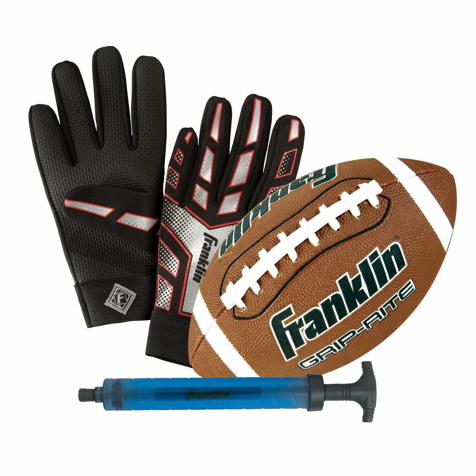 Franklin JUNIOR FOOTBALL AND RECEIVER GLOVE SET 3 Franklin JUNIOR FOOTBALL AND RECEIVER GLOVE SET